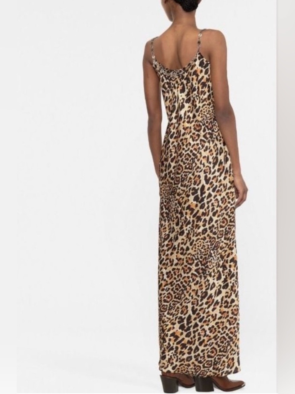 Twelfth Street by Cynthia Vincent 100% silk Leopard Print Maxi Dress, size SP